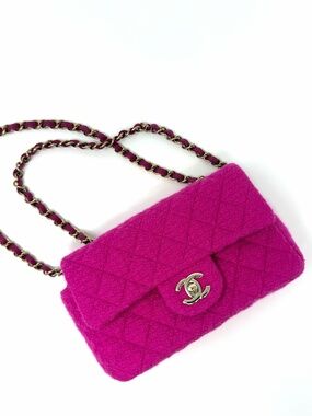 CHANEL Pre-Owned 2022 Mini Classic Tweed Double Flap Shoulder Bag — Full Set